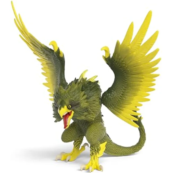 Schleich Dschungelgreifvogel, Eldrador Creatures, flexibles Spielzeug mit schillerndem Grün- und Gelbgefieder, 17 x 22 x 21 cm
