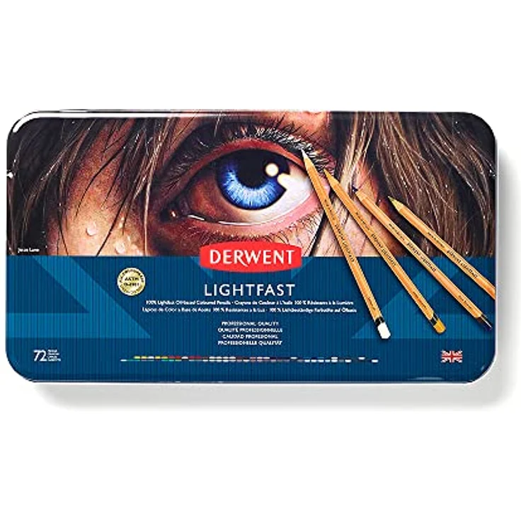 Derwent Lightfast Buntstifte, 72 Stück im Metalletui, 4mm Runder Kern in Premium-Stärke, Cremige Textur, Ideal für Kunst, Zeichnen & Malen, Professionelle Qualität, 2302722 – Bild 2