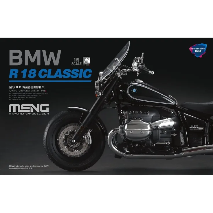 Meng-Model BMW R 18 Classic (Pre-colored Edition), 1:9 Modellbausatz mit funktionierendem Antriebsmechanismus und detalierter Verchromung