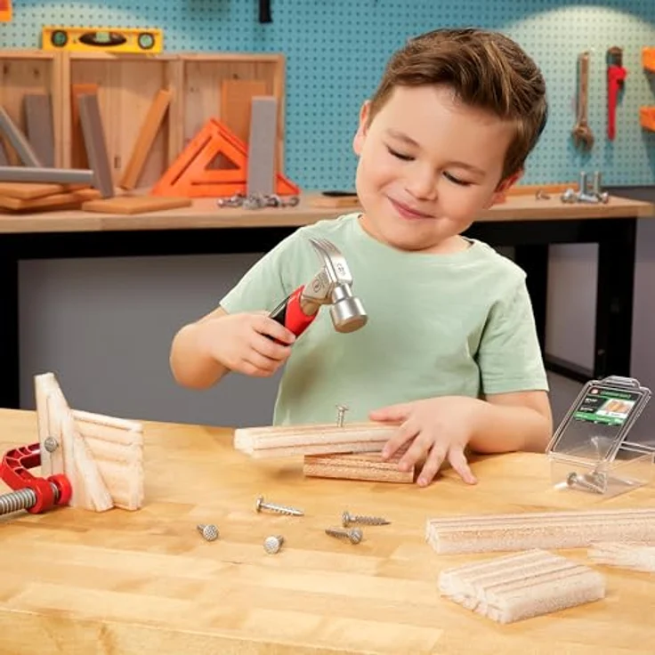 Little Tikes Creative Construction Hammer and Nail Set, 7-teiliges Holzspielzeugset mit Schaumstoffbrettern und Bauzeichnungen, für Kinder ab 3 Jahren – Bild 2