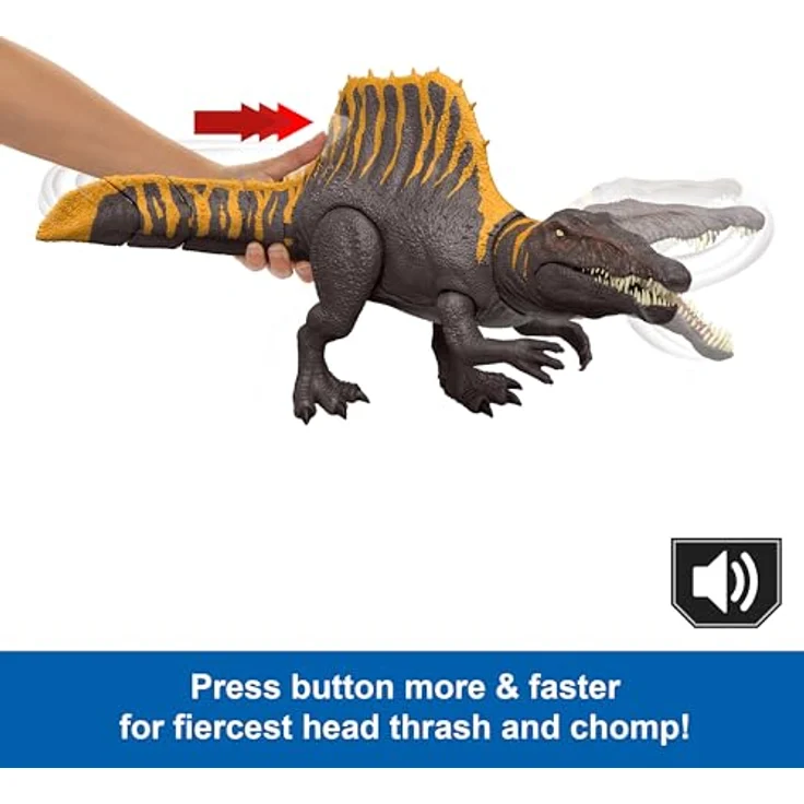 Jurassic World REBIRTH Spinosaurus, Actionfigur mit Tail Thrasher Attacke und digitaler AR-Erweiterung – Bild 3
