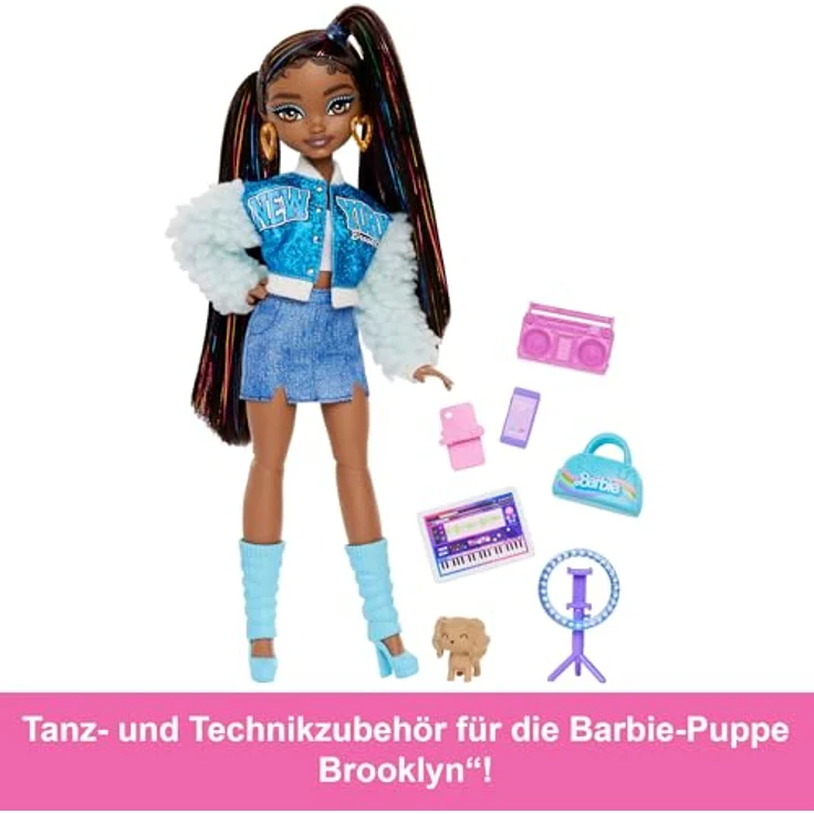 Barbie Babypuppe Barbie Dream Besties Brooklyn Modepuppe mit Zubehör zum Thema Video und Musik – Bild 3