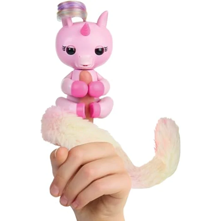 Fingerlings Snuggle Tails Evie, interaktives rosa Einhorn mit flauschigem Schwanz, Mini-Bestie Isla, Pinsel und Aufklebern – Bild 1
