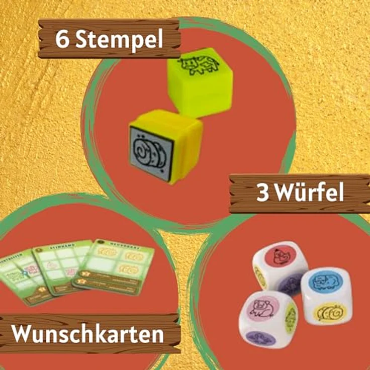 Huch Ei, Ei Stempelei!, Würfel- und Stempelspiel mit sechs farbigen Stempeln für 2-4 Spieler, Deutsch – Bild 4