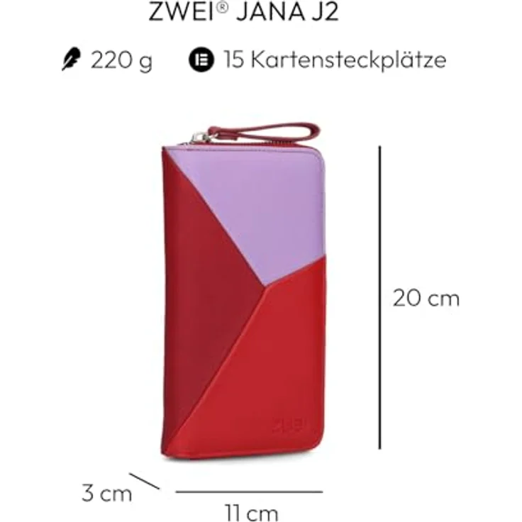 Zwei Jana Geldbörse 20 cm, Kinderportemonnaie aus 100% Polyurethan, rot – Bild 2