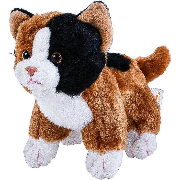 Teddys Rothenburg Kuscheltier Katze klein schwarz-weiß-braun 14 cm Glückskatze
