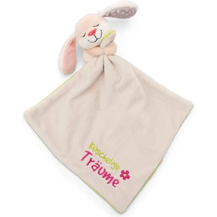 NICI Schmusetuch Baby 22 x 22 cm mit Kuscheltier Hase - Flauschiges Schnuffeltuch in Blau für Mädchen & Jungen, Mit gesticktem Schriftzug "Kuschelige Träume" - 49753 – Bild 1
