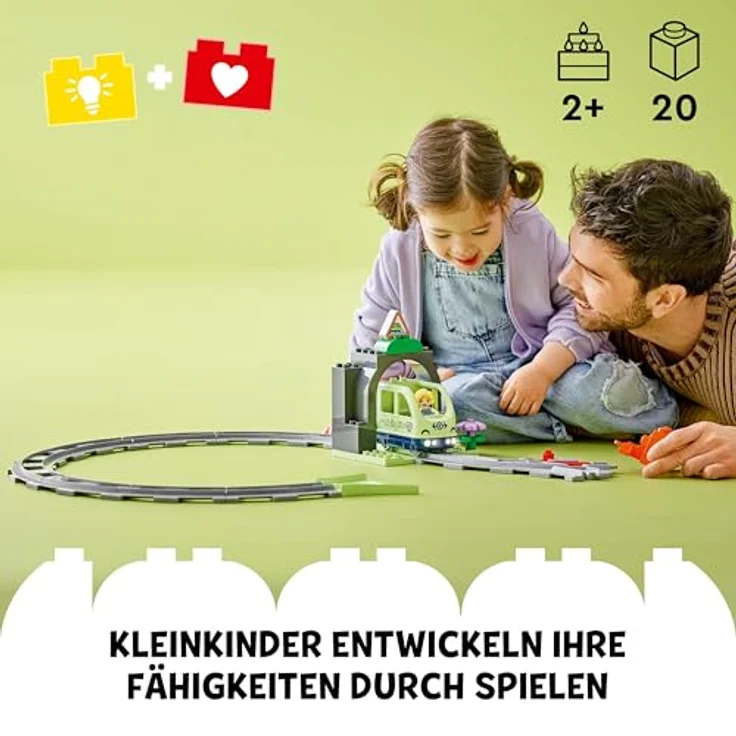 LEGO DUPLO Town 10425 Eisenbahntunnel und Schienen – Erweiterungsset mit 10 Schienensegmenten und Aktionsstein, Mehrfarbig – Bild 2