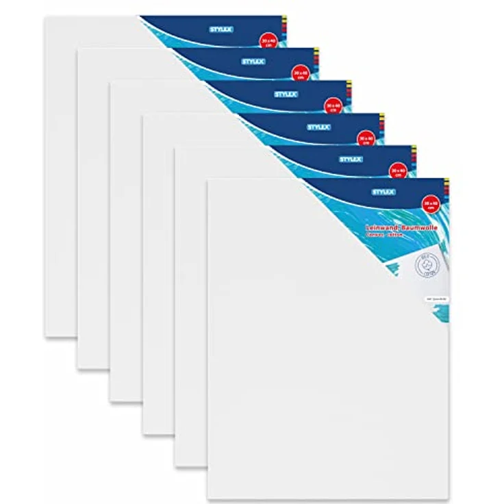 Stylex 28632-P6 - 6er Pack Keilrahmen 30 x 40 cm, für Öl-, Acryl- und Gouache-Malerei, 100 % Baumwollgewebe, grundiert – Bild 1