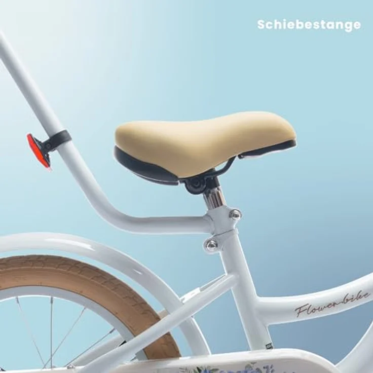 sun baby Mädchenfahrrad 14 Zoll Flower Bike mit Abnehmbarer Schubstange (Hellblau) – Bild 3