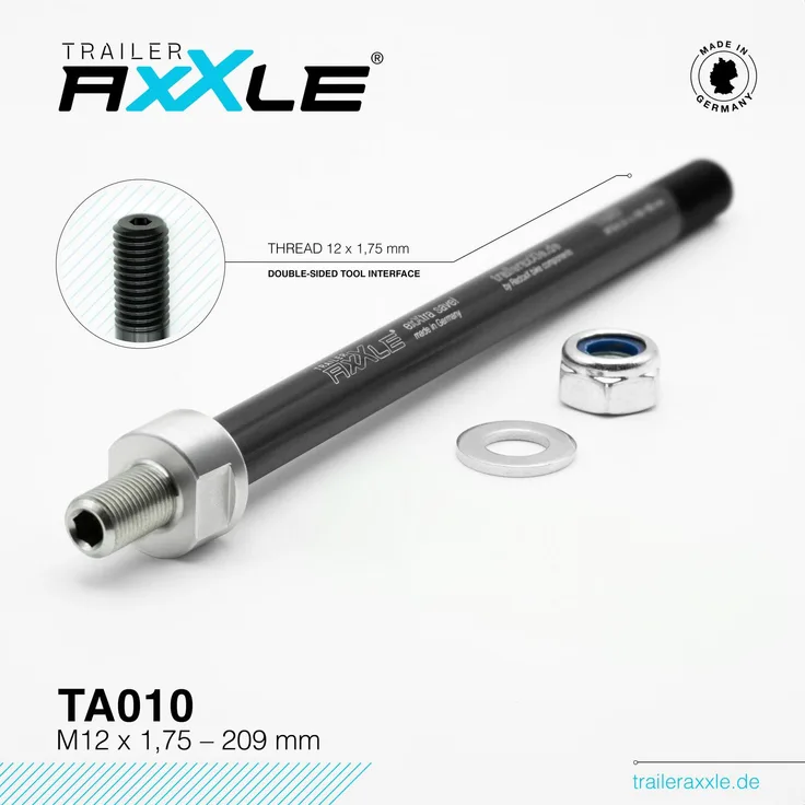 Radoxx Steckachse für Fahrradanhänger, TÜV-geprüft, maximale Stabilität und Sicherheit
