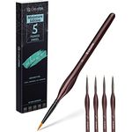 CreaTek Pinselset - 5 extra feine Detailpinsel für Acryl, Aquarell und Ölfarben | Höchste Präzision mit ergonomischem Griff und langlebigem By-Nylon Synthetikhaar
