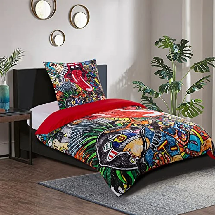 Sanilo® Bettwäsche 135x200 cm, 100% feinste Baumwolle, Oeko-TEX Zertifiziert, Graffiti Design – Bild 2