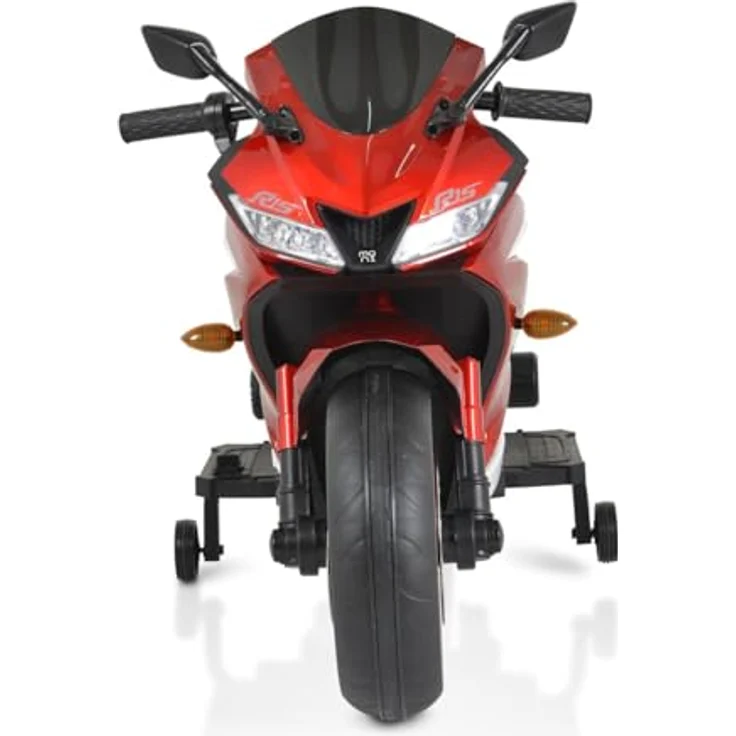 Moni Elektro-Kindermotorrad Motocross, Belastbarkeit 30 kg, MP3-Funktion Bluetooth Stützräder Lichter, in Rot – Bild 4
