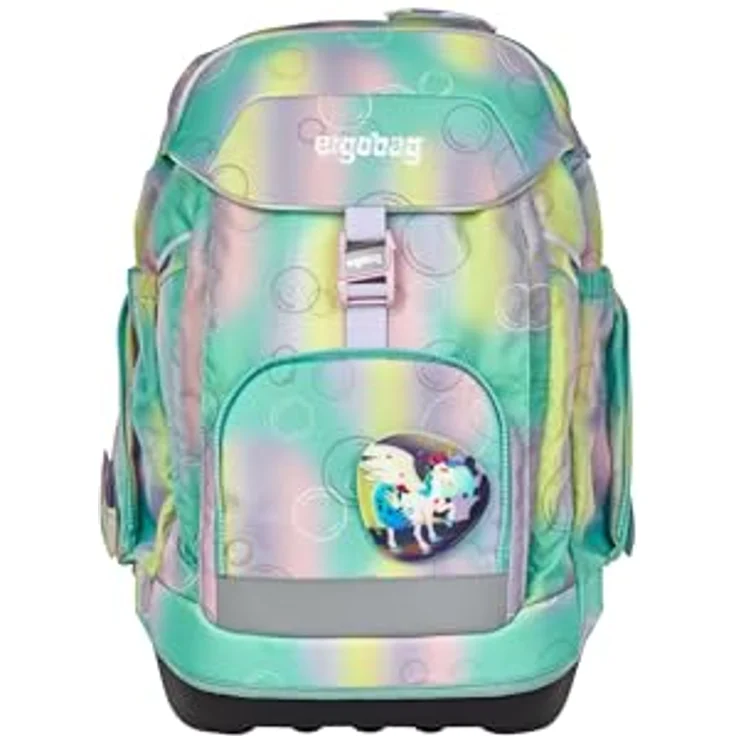 ergobag maxi set 6-teilig, ergonomischer Schulrucksack für große Kinder ab 1. Klasse, mint, Organisationstalent mit höhenverstellbarem Tragesystem und Reflektoren – Bild 2