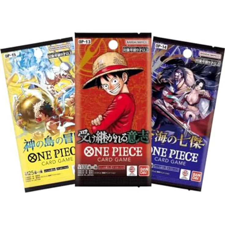 cardcosmos One Piece Card Game 3er Mystery Booster Set, 3 verschiedene japanische Boosterpacks, original verpackt für Sammler & Spieler