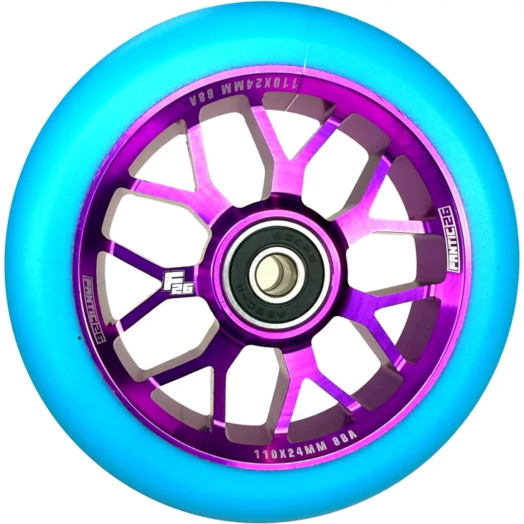 Fantic26 Spy7 Stunt-Scooter Rolle 110mm Abec11 Lila/Pu Türkis
