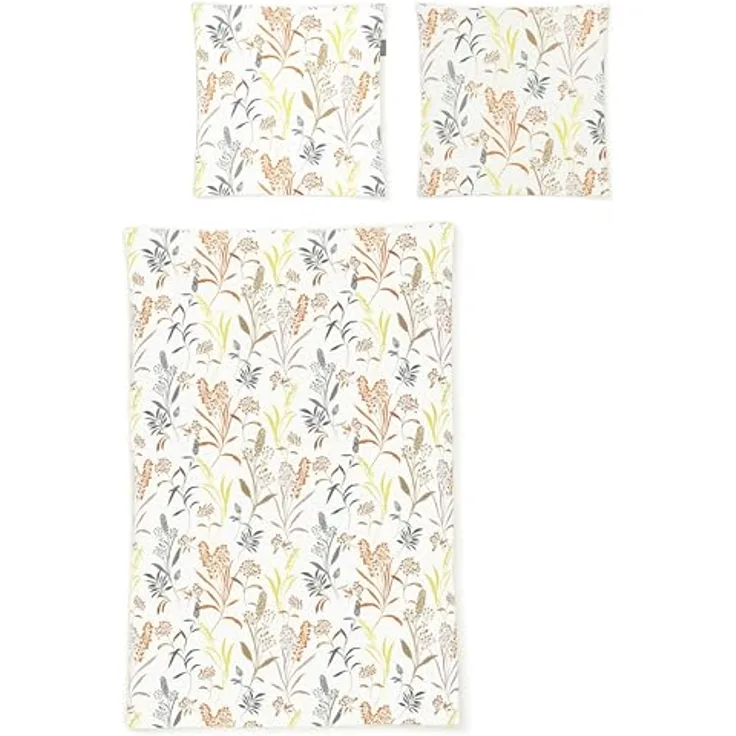 Irisette Seersucker Bettwäsche 8510-50 Gräser Gelb Orange 135x200, Premium Soft-Seersucker Bettwäsche aus 100% Baumwolle