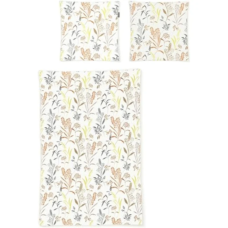 Irisette Seersucker Bettwäsche 8510-50 Gräser Gelb Orange 135x200, Premium Soft-Seersucker Bettwäsche aus 100% Baumwolle