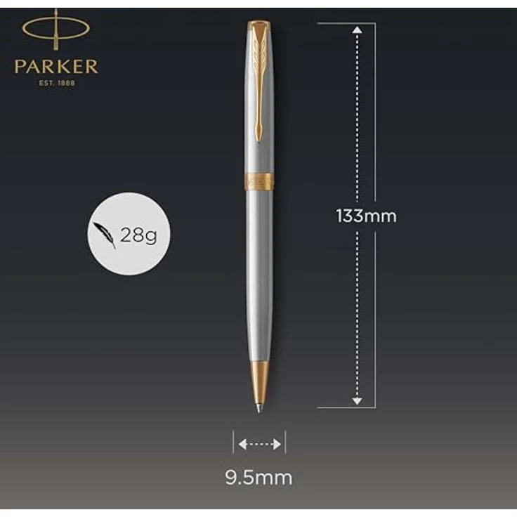 Parker Pen Sonnet, eleganter Schreibstift im Ciselé-Muster, Gold und Silber – Bild 3