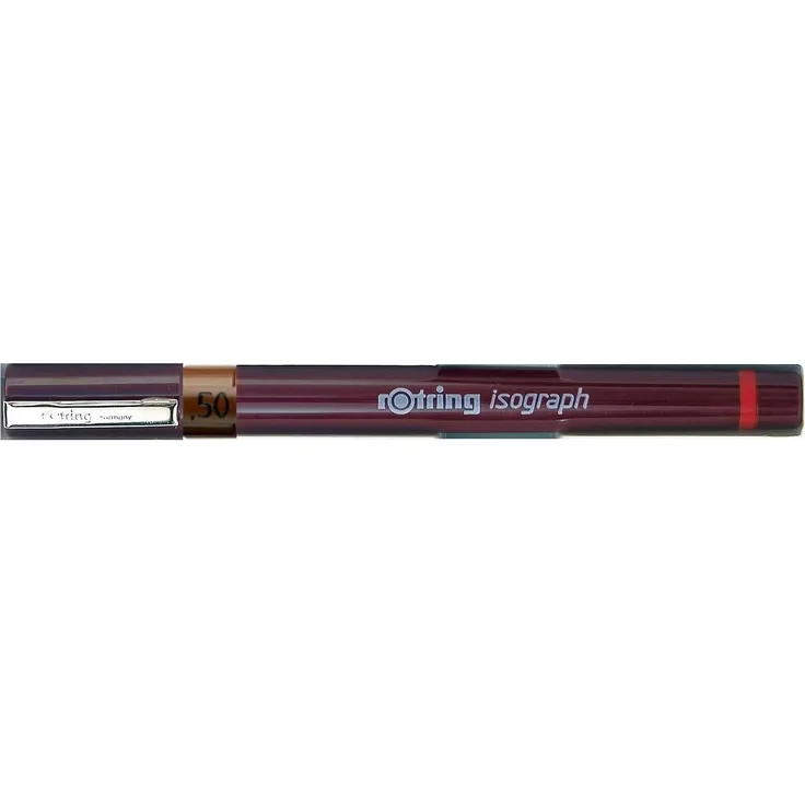 Rotring Isograph, Schreibstift mit 0,5 mm Strichstärke, braun, nachfüllbarer Tuschetank, einfache Wartung