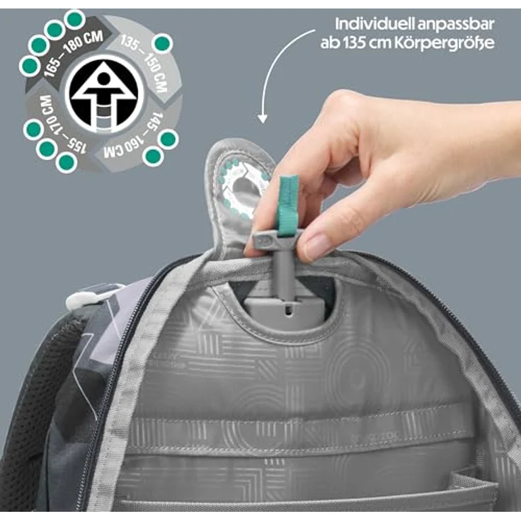 Coocazoo MATE Schulrucksack „Dark Race”, grau, ergonomisch, höhen- & größenverstellbar mit Brust- und Hüftgurt, 30 Liter Fassungsvermögen, ab 3. Klasse – Bild 5