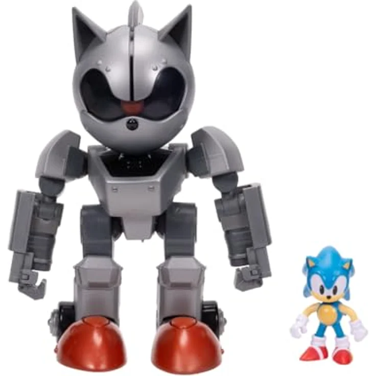 Sonic The Hedgehog – Riesiger Mecha Sonic vs. Sonic, 20,3 cm hochbewegliches Spielset mit Leuchtfunktionen, offiziell lizenziert von Jakks Pacific – Bild 2