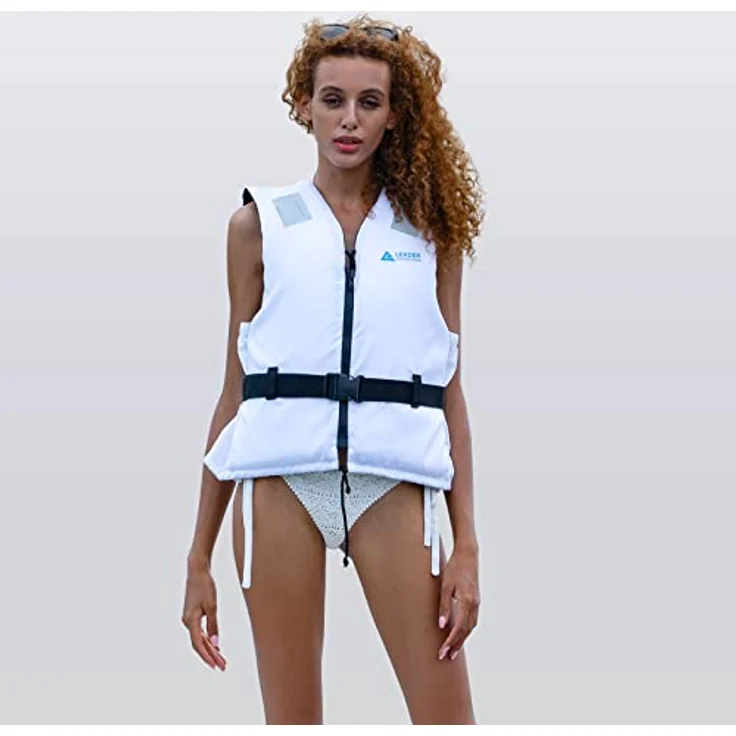 Leader International Schwimmhilfe für Erwachsene, Feststoffweste mit 40N Auftrieb, Weiß, Größe S (30-50kg) – Bild 2