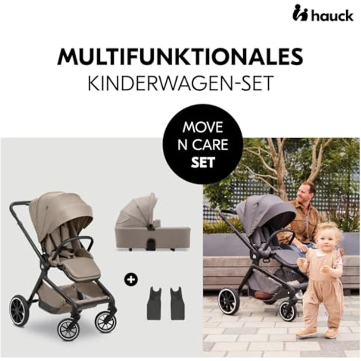 Hauck Kombi-Kinderwagen Move N Care Set - inkl. Babywanne und Sportsitz - Mocha mit Gratis Mobilitätsgarantie – Bild 2