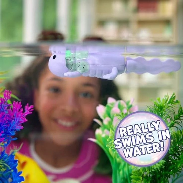 Fingerlings Interaktives Baby Axolotl Auggie, lila, schwimmt, leuchtet auf und singt Lieder – Bild 4