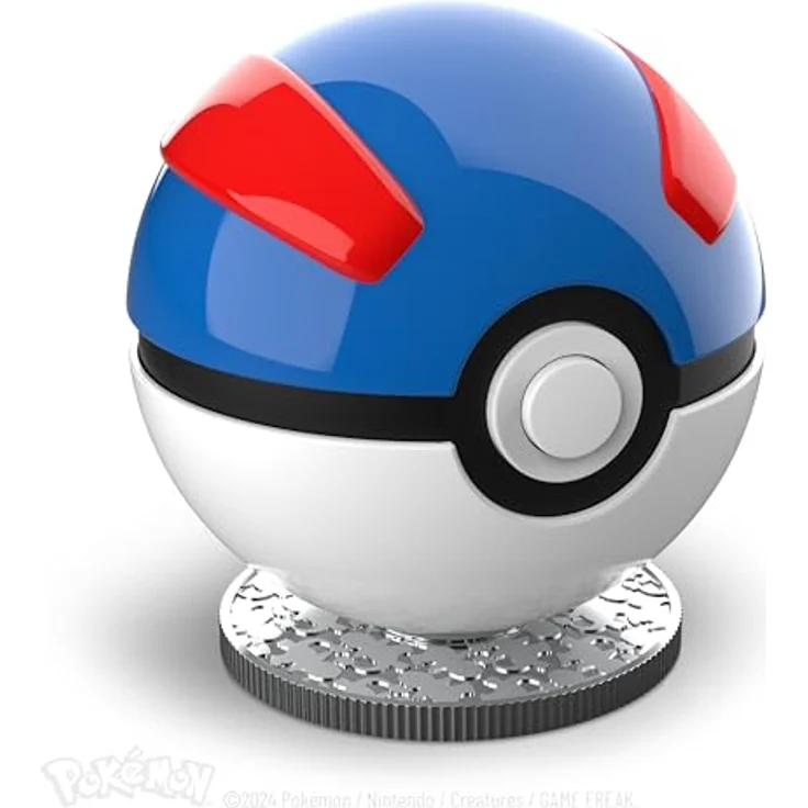 The Wand Company Pokémon Diecast Replik Mini Superball, hochwertige Miniatur-Replicate mit Leuchtfunktion und versilbertem Display-Token, 9 x 10 x 10 cm – Bild 5
