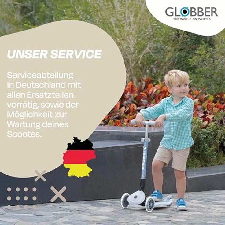Globber PRIMO FOLDABLE LIGHTS ECO, Dreiradscooter mit Leuchtrollen, kokusweiß, höhenverstellbar und klappbar – Bild 7
