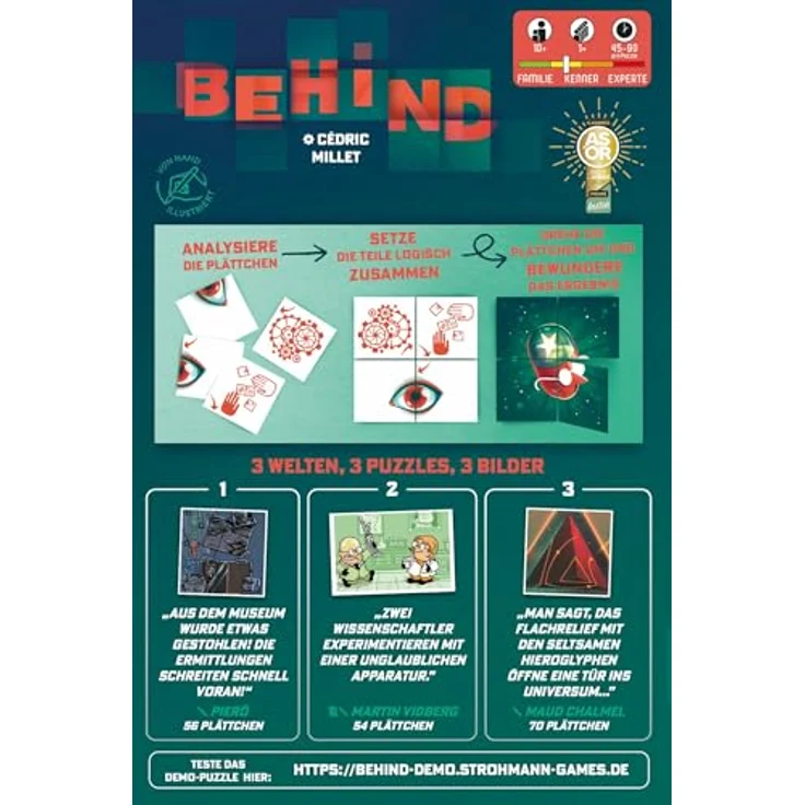 Strohmann Games Behind Krimi-Puzzle, kooperatives Detektivspiel mit 3 Fällen und Puzzle-Motiven – Bild 3