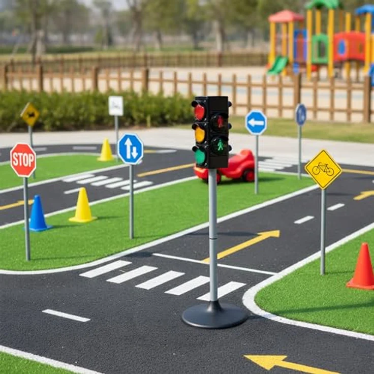 Relaxdays Spielzeugampel, Verkehrsampel für Kinder mit Licht und Sound, Schwarz/Silber, H 69 cm – Bild 2