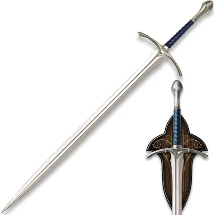 United Cutlery Der Hobbit Glamdring, authentische Replik des Elbenschwertes, 120,96 cm, rostfreier Stahl, inklusive Holz-Wand-Display und Echtheitszertifikat