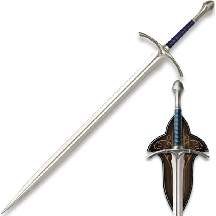 United Cutlery Der Hobbit Glamdring, authentische Replik des Elbenschwertes, 120,96 cm, rostfreier Stahl, inklusive Holz-Wand-Display und Echtheitszertifikat – Bild 1
