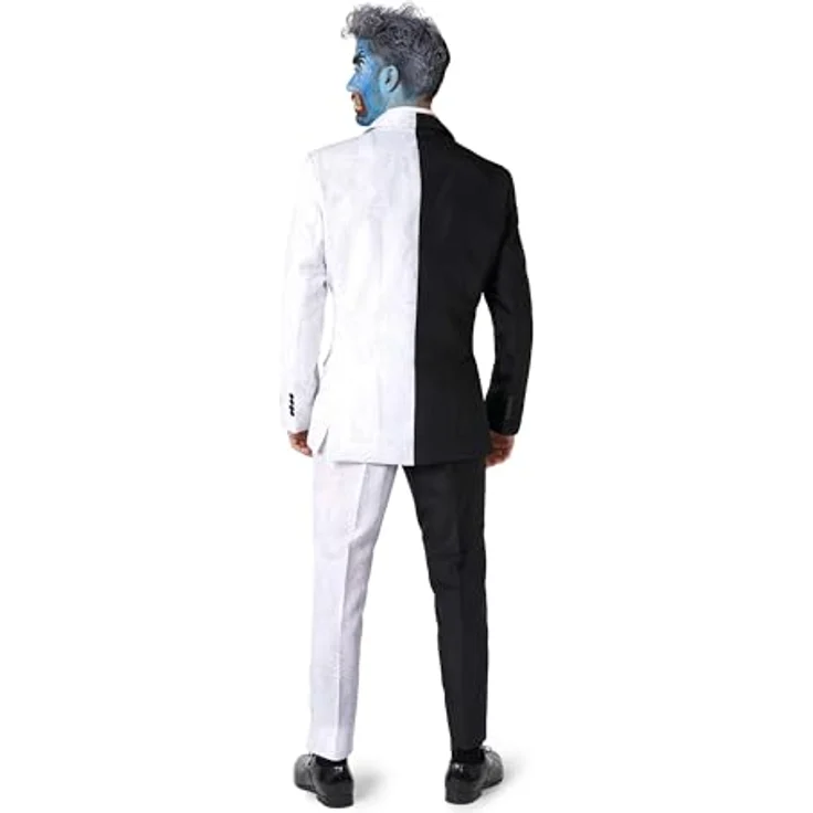 Suitmeister Halloween-Kostüm für Herren, DC-Charaktere, schmale Passform, Schwarz-Weiß, Zwei Gesichter, M – Bild 3