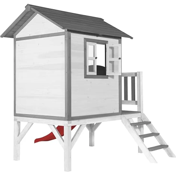 AXI Spielhaus Beach Lodge XL, Spielhaus mit Rutsche in Rot, hochwertiges Stelzenhaus aus FSC Hemlock-Holz für Kinder, kompakte Abmessungen 167 x 240 x 189 cm – Bild 5