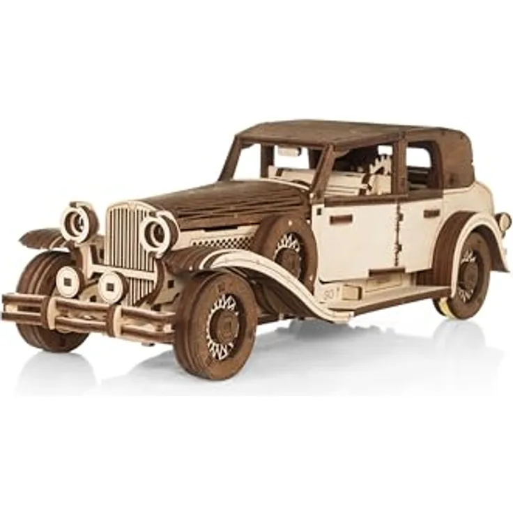 EWA Eco-Wood-Art Ferdinand 3D-Puzzle Auto im 1920er-1940er Jahre Stil, Aufzugsmechanismus, Natuurlijk, Medium