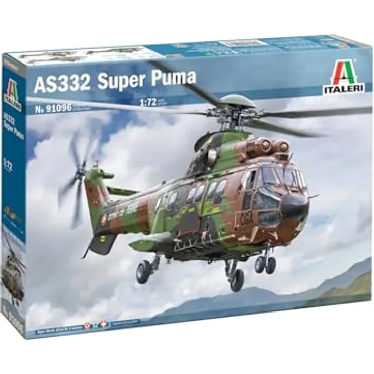 Italeri IT91096 AS332 Super Puma, Plastikmodell im Maßstab 1/72, 25,5 cm, inklusive Farb-Anleitung