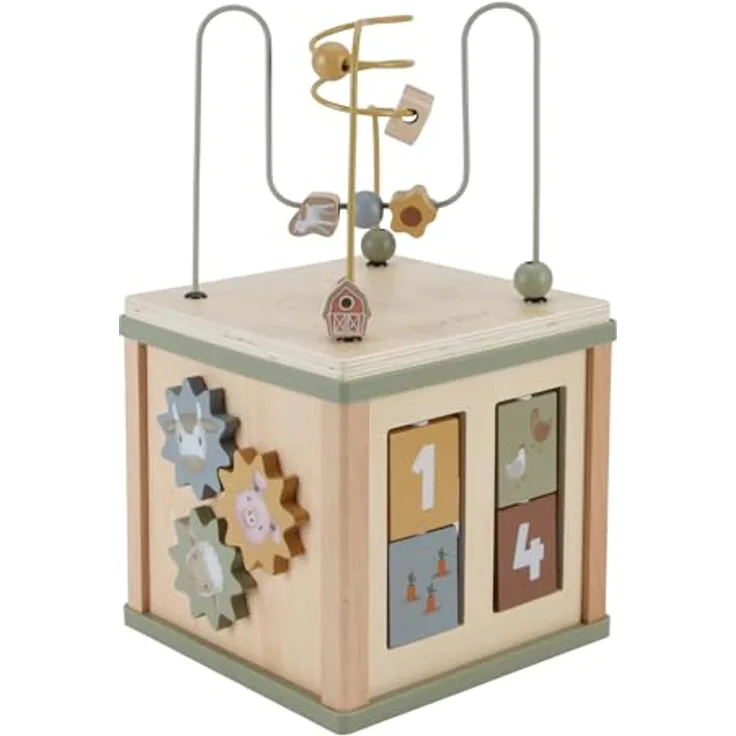 Little Dutch 7131 FSC Holz Aktivitäten-Würfel Motorikschleife - Little Farm grün