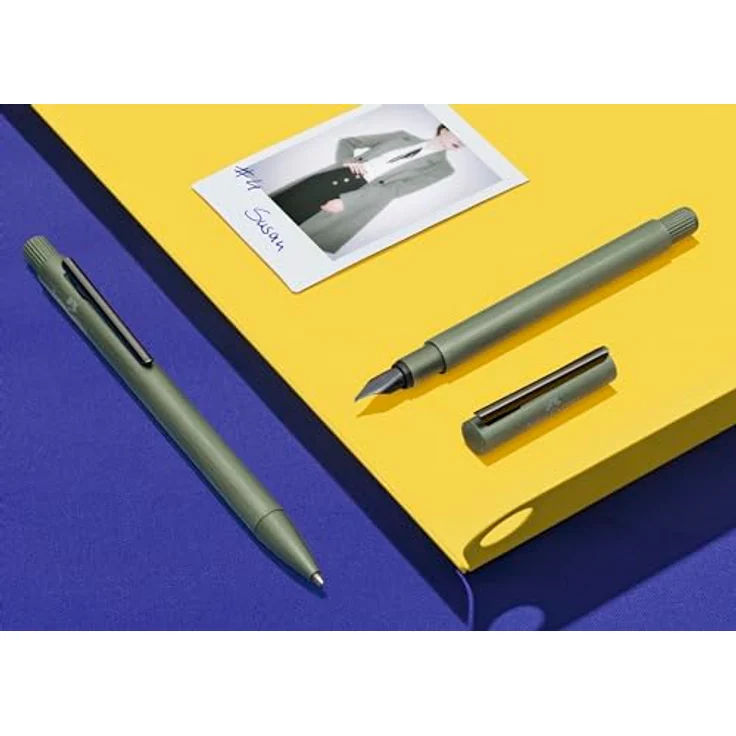 Faber-Castell Neo Slim Kugelschreiber, anodisierter Aluminium-Schaft, olivgrün, mit hochwertiger Großraummine schwarze Tinte – Bild 3