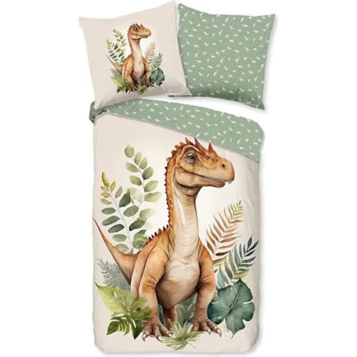 Traumschlaf Bettwäsche Dino Green, Renforcé-Qualität, hautsympathisch und temperaturausgleichend, ideal für ganzjährigen Einsatz – Bild 1