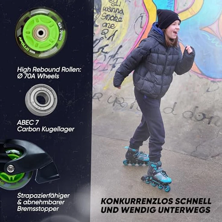 Apollo Champion, größenverstellbare Inliner für Jungs und Mädchen ab Größe 31, für Damen und Herren bis Größe 42, hochwertige Inline Skates für Kinder und Erwachsene mit LED Rollen, in Pink – Bild 5