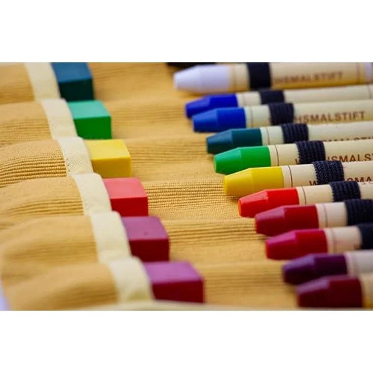 Morgenspruch Eurythmieversand Stiftemäppchen Rollmäppchen für Waldorfschule, gefüllt, 100% Baumwolle, gelb, inkl. 12 Stifte und 12 Blöcke – Bild 2