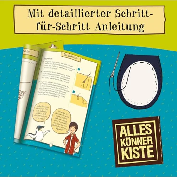 Kosmos Kreativset AllesKönnerKiste, Nähspaß mit Pinguin Juri, für Die Schule der magischen Tiere, inklusive farbiger Anleitung und Füllwatte – Bild 3