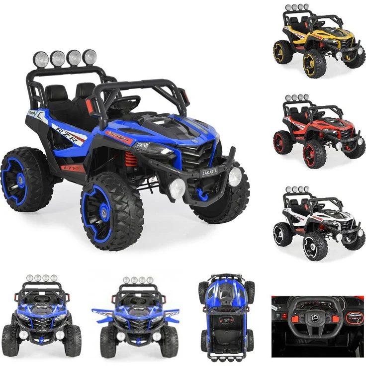 Moni Kinder Elektroauto Jeep Jakarta BLK-819, 12 V, mit Fernbedienung, MP3- und USB-Anschluss, 3 Geschwindigkeitsstufen, Sicherheitsgurt, geeignet ab 3 Jahre