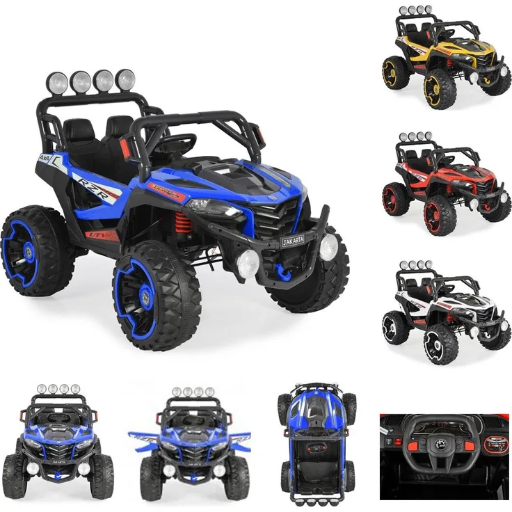 Moni Kinder Elektroauto Jeep Jakarta BLK-819, 12 V, mit Fernbedienung, MP3- und USB-Anschluss, 3 Geschwindigkeitsstufen, Sicherheitsgurt, geeignet ab 3 Jahre
