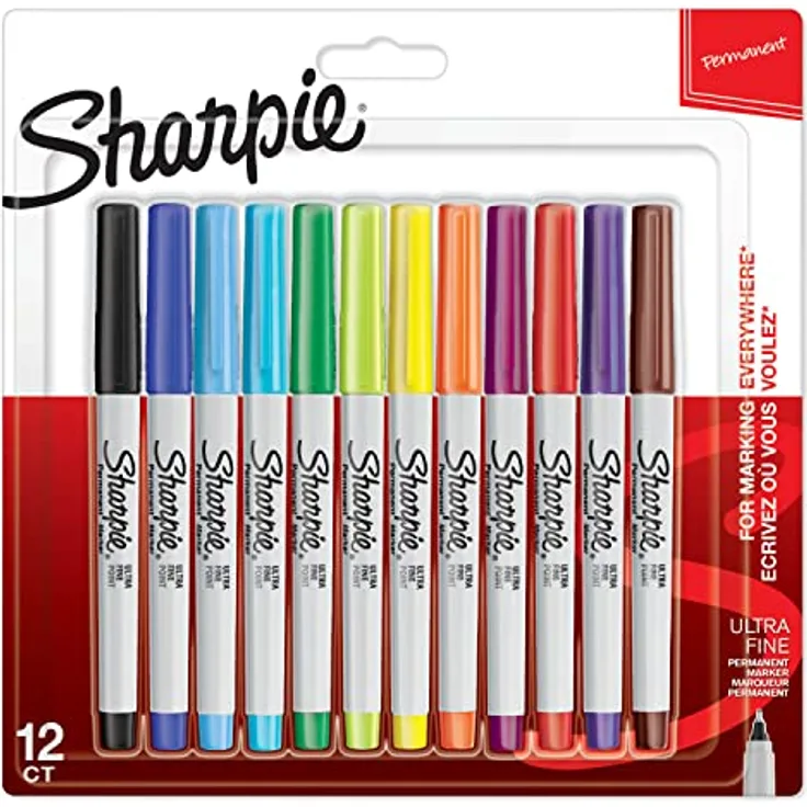 Sharpie Permanent Marker | Marker Stifte mit ultra-feiner Spitze | gemischte Farben | 12 Stück Market Set