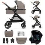 KinderKraft Esme 3-in-1 Kinderwagen, kompakt faltbar mit Ökoleder-Elementen, TPE-Gummirädern und Travel System-Funktion